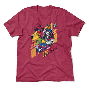Dogvengers Men/Unisex T-Shirt in Heather Raspberry color